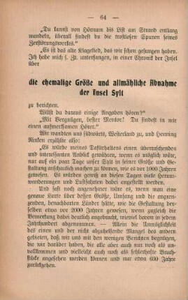 Die ehemahlige Größe und allmähliche Abnahme der Insel Sylt