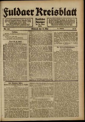 Ausgabe vom Mittwoch, den 14. Mai 1919.