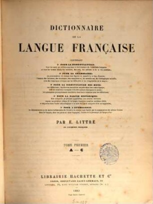 Dictionnaire de la langue française, 1. A - C
