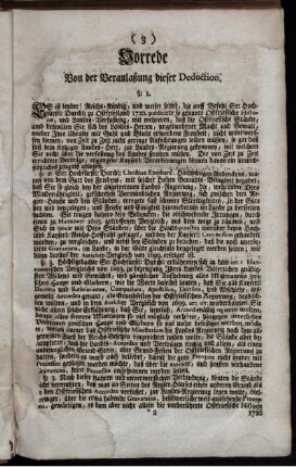 Vorrede Von der Veranlaßung dieser Deduction.