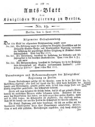 No. 19, 2. Juni 1819