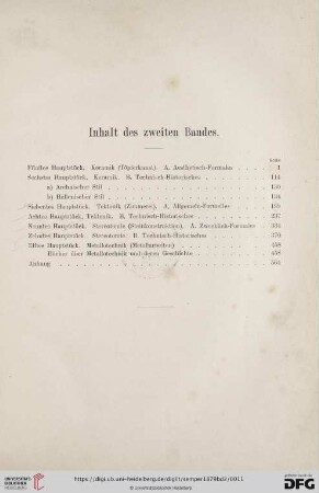 Inhalt des zweiten Bandes