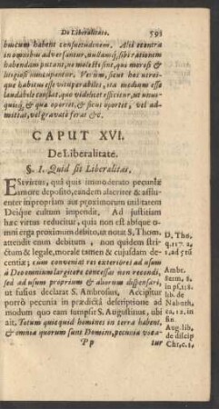 Caput XVI. De Liberalitate