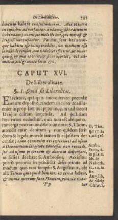Caput XVI. De Liberalitate