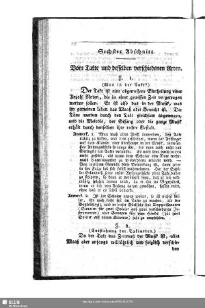 Sechster Abschnitt. Vom Takte und desselben verschiedenen Arten