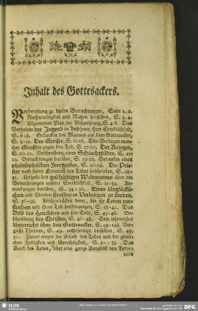 Inhalt des Gottesackers