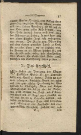 X. Das Kegelspiel.