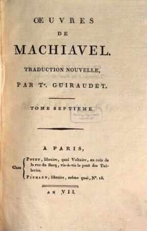 Oeuvres De Machiavel, 7