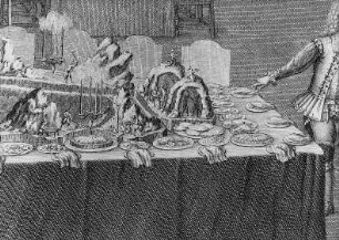 Die königliche Tafel, mit denen v. Jucker gemachten Gebirgen, wobey alle Bergmännische Arbeit vorgestellt, wie soche am Berg-Wercks-Feste, im Plauischen Grund, ohnweiß Dreßden gestanden, 26. Sept. anno 1719