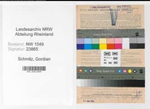 Entnazifizierung Gordian Schmitz , geb. 23.05.1892 (Kalkulator)