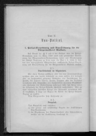 Titel II. Bau-Polizei.