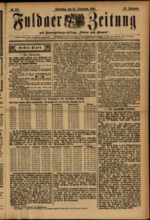 Erste Ausgabe vom Samstag, den 21. November 1896.