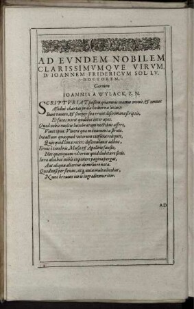 Ad Eundem Nobilem Clarissimumque Virum, D. Joannem Fridericum Sol. I.U. Doctorem, Carmen
