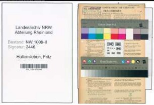 Entnazifizierung Fritz Hallensleben , geb. 15.02.1917 (Bueroangestellter)