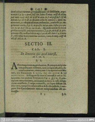 Sectio III. Tract. sententiam eius, quod Interest, seu officium Iudicis