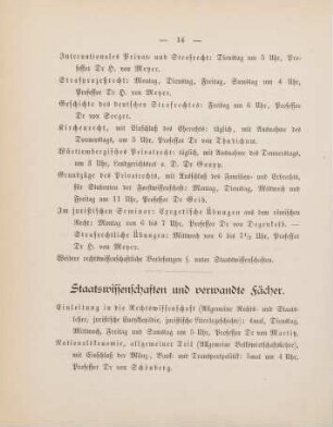 14-16, Staatswissenschaften und verwandte Fächer