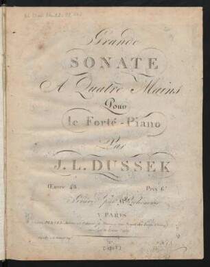 Grande Sonate A Quatre Mains Pour le Forté-Piano : Œuvre 48.