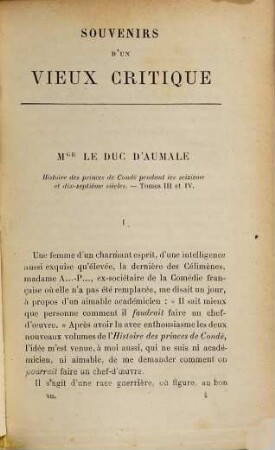 Souvenirs d'un vieux critique, 7