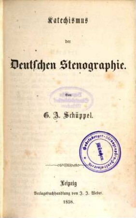 Katechismus der deutschen Stenographie