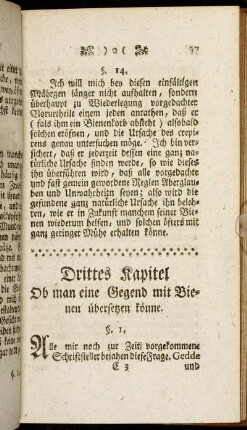 Drittes Kapitel Ob man eine Gegend mit Bienen übersetzen könne.