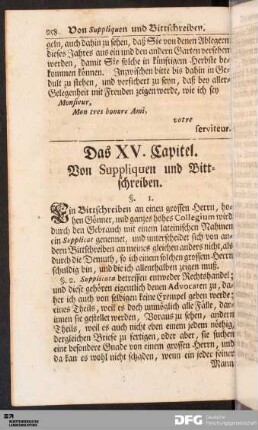 Das XV. Capitel. Von Suppliquen und Bittschreiben.