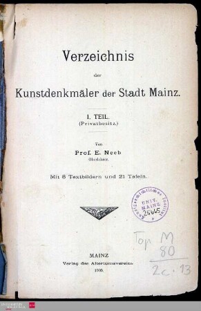 Band 1: Privatbesitz : mit 5 Textbildern und 21 Tafeln