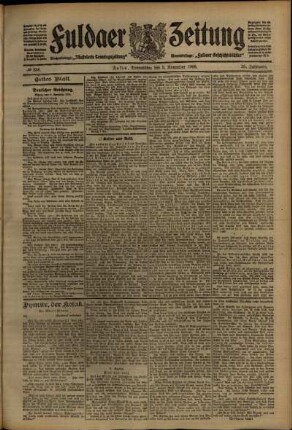 Erste Ausgabe vom Donnerstag, den 05. November 1908.