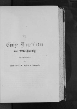 VI. Einige Dingswinden aus Nordschleswig.