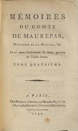 Mémoires du Comte de Maurepas : [rédigés par M. Salé], 4