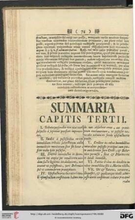 Summaria capitis tertii