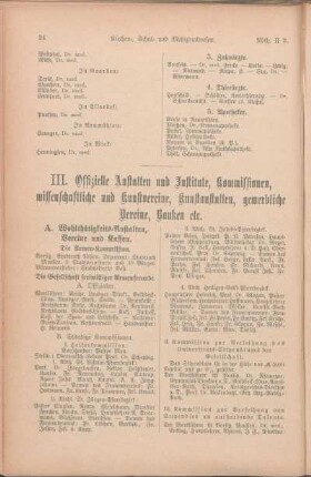 A. Wohlthätigkeits-Anstalten, Vereine und Kassen.