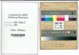Entnazifizierung Wilhelm Hahn , geb. 27.09.1884 (Vertreter)