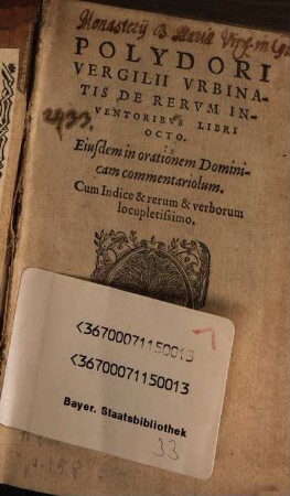 Polydori Vergilii Vrbinatis De Rervm Inventoribvs : Libri Octo