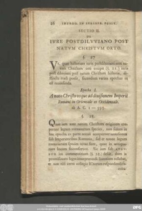 Sectio II. De Iure Postdiluviano Post Natum Christum Orto.