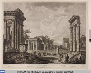 Capriccio mit Ruinen verschiedener Tempel und Titusbogen