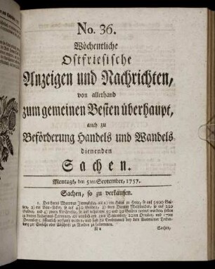 No. 36. Montags, den 5ten September, 1757.