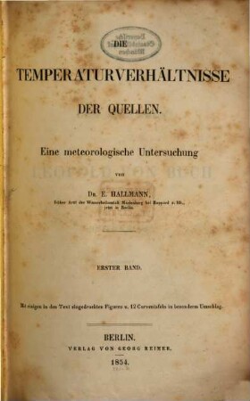 Die Temperaturverhältnisse der Quellen : eine meteorologische Untersuchung, 1