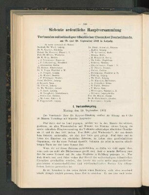 Siebente ordentliche Hauptversammlung des Verbandes selbständiger öffentlicher Chemiker Deutschlands.