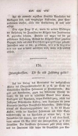 176. Zwangscession. Ob sie als Zahlung gelte?