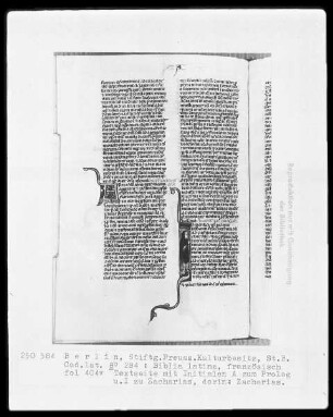 Biblia latina — Initiale I, darin der Prophet Zacharias, Folio 404verso