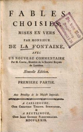 Fables Choisies, 1
