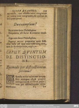 Caput Quintum De Distinctione.