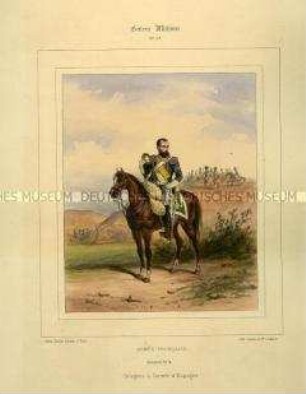 Uniformdarstellung, Dragoner der Spanischen Armee zu Pferd, Kaiserreich Frankreich, 1804/1812. Tafel Nr. 34 aus: Galerie Militaire.
