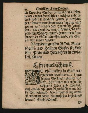 Ehrengedächtniß.