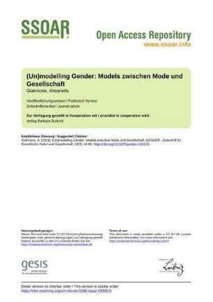 (Un)modelling Gender: Models zwischen Mode und Gesellschaft