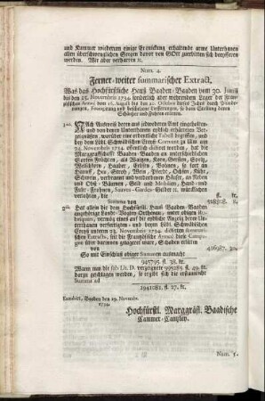 Num. 4. Ferner-weiter summarischer Extract. [...]