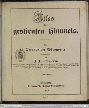Atlas des gestirnten Himmels : für Freunde der Astronomie