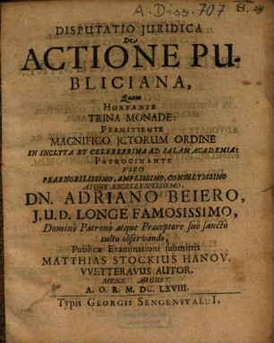Disputatio iuridica de actione publiciana