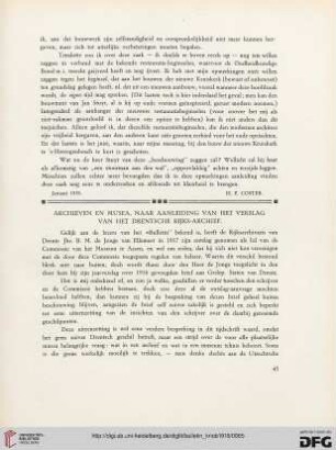 2.Ser. 11.1918: Archieven en musea, naar aanleiding van het verslag van het Drentsche Rijks-Archief