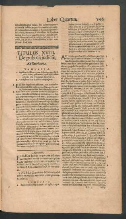 Titulus XVIII. De publicis iudiciis.